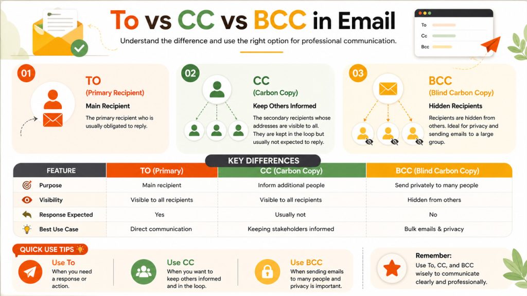 How is CC different from Bcc and To