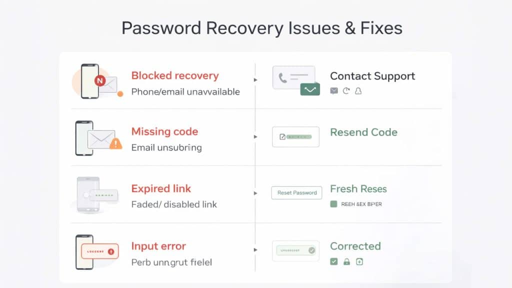 password recovery issues and fixes