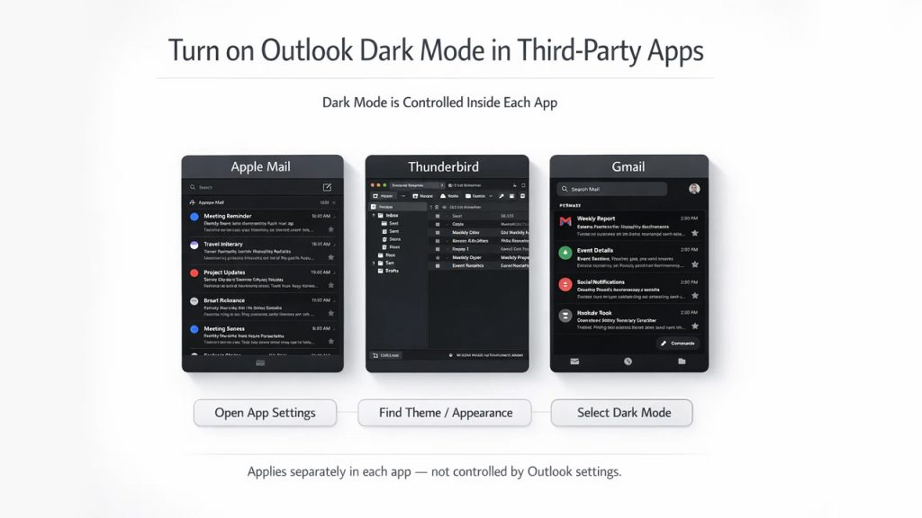 Turning on Outlook Dark Mode on a Third-Party Application