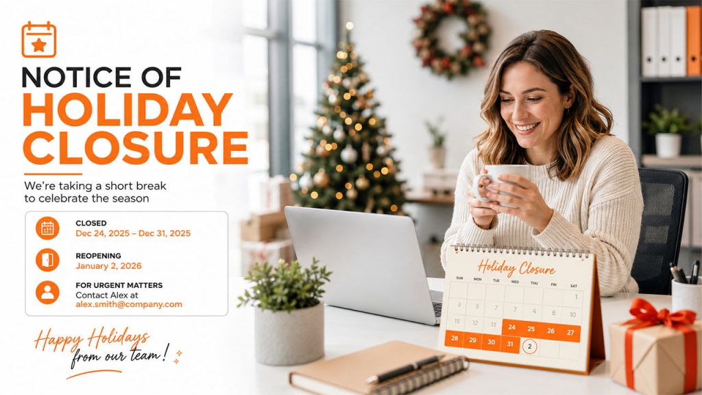 Out of Office Email Template for Holiday Closure
