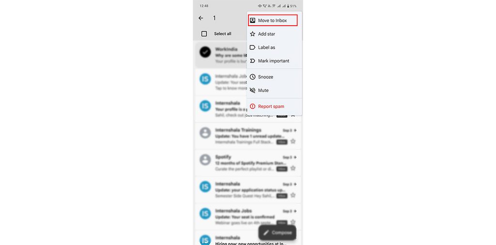Select Move to Inbox
