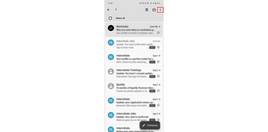 Tap the three-dot menu in the top-right corner of the screen
